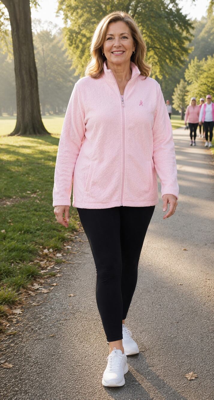 Lady Hagen XL Pink Ribbon Breast Cancer Awareness Full Zip Fleece Jacket Golf